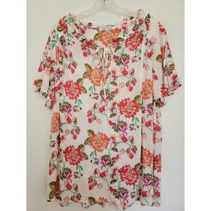 Rose + Olive  Multicolored Floral Print Top 1X